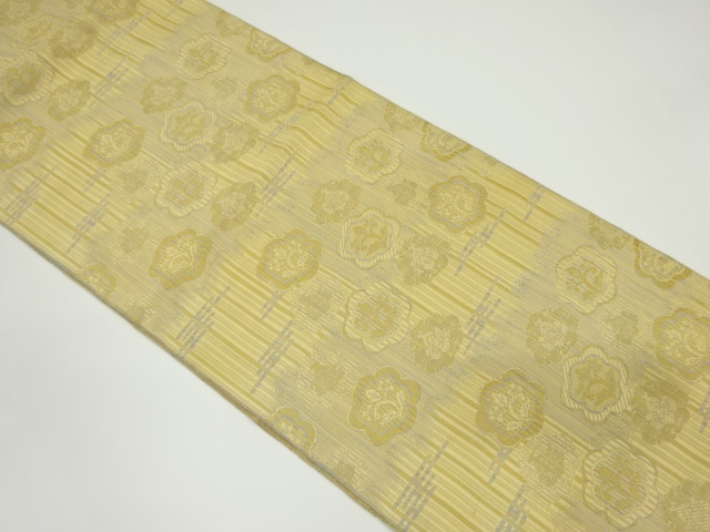 JAPANESE KIMONO / VINTAGE NAGOYA OBI / WOVEN FLORAL PLANTS